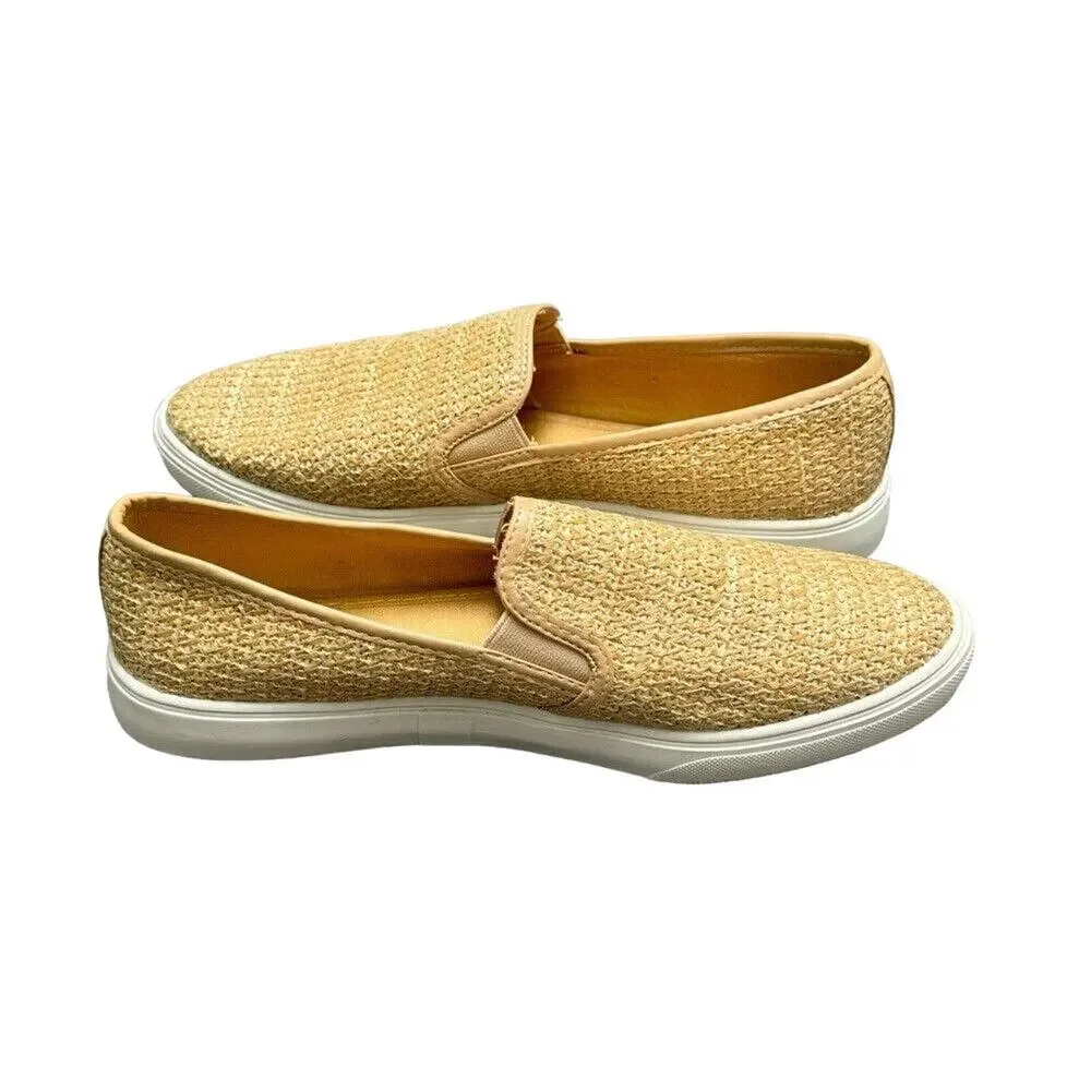 Restricted Valley Girl Sneakers Tan Woven Summer Vacation Women's Size 8.5‎ EUC